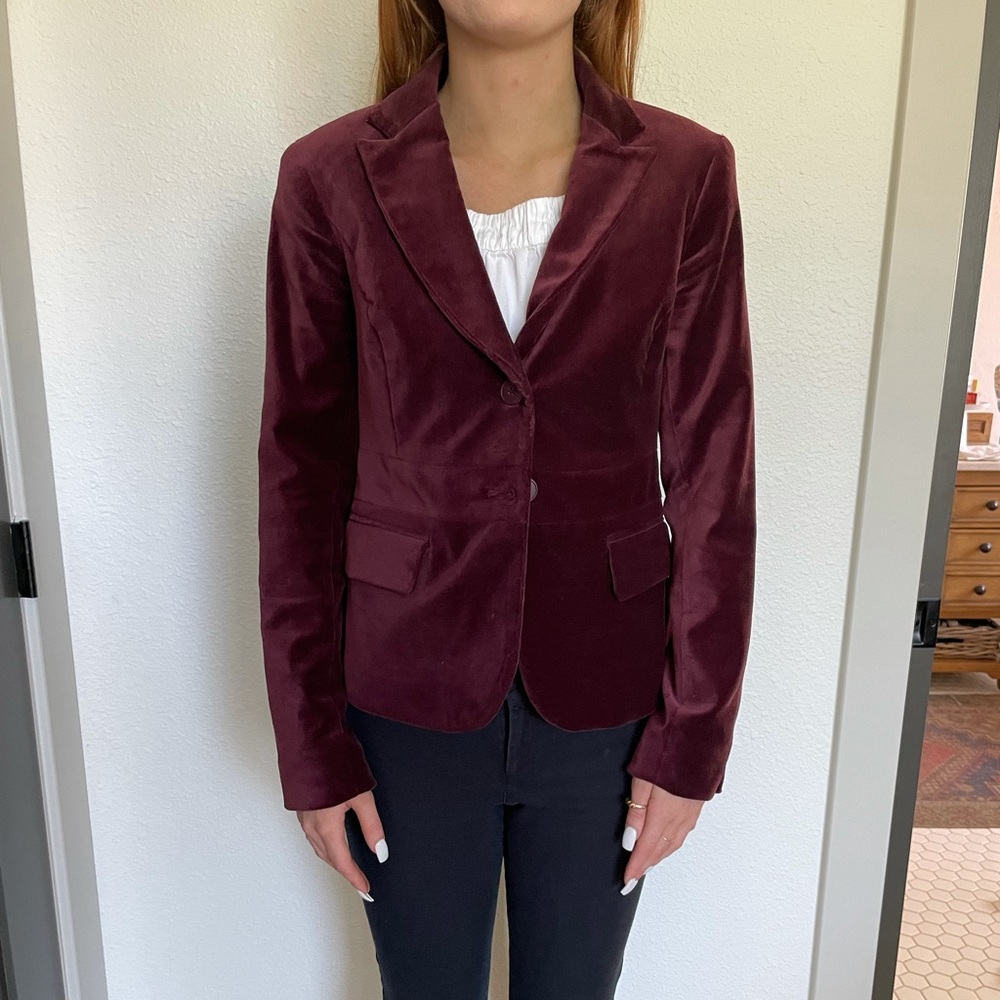 Maroon Velvet Blazer